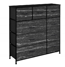 9-Drawers Dresser-Large Storage, 4-Tier Tall Organizer, Tower Unit with Sturdy Steel Frame, Wooden Top, Removable Fabric Bins for Bedroom, Living Room, Hallway