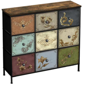 Rustic Antique Multicolor 9-drawer Cabinet Storage Cupboard